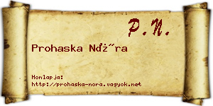 Prohaska Nóra névjegykártya